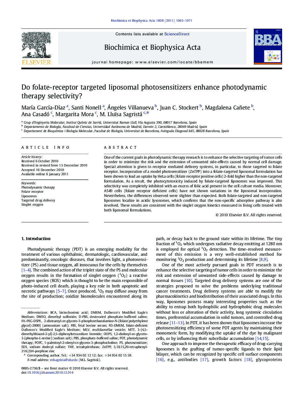 Do folate-receptor targeted liposomal photosensitizers enhance photodynamic therapy selectivity?