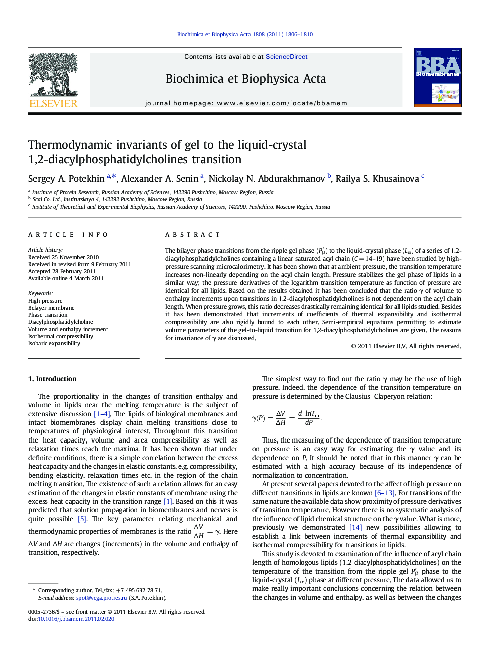 Thermodynamic invariants of gel to the liquid-crystal 1,2-diacylphosphatidylcholines transition