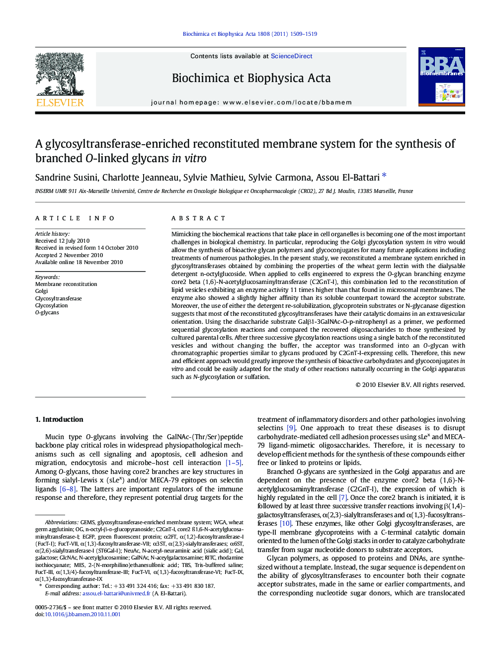 A glycosyltransferase-enriched reconstituted membrane system for the synthesis of branched O-linked glycans in vitro