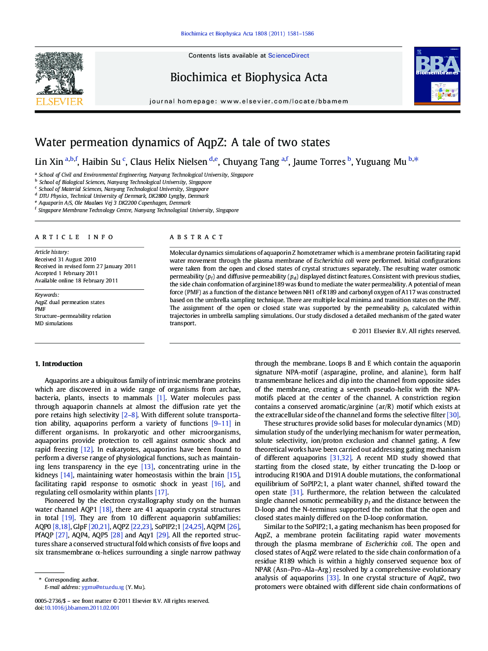 Water permeation dynamics of AqpZ: A tale of two states