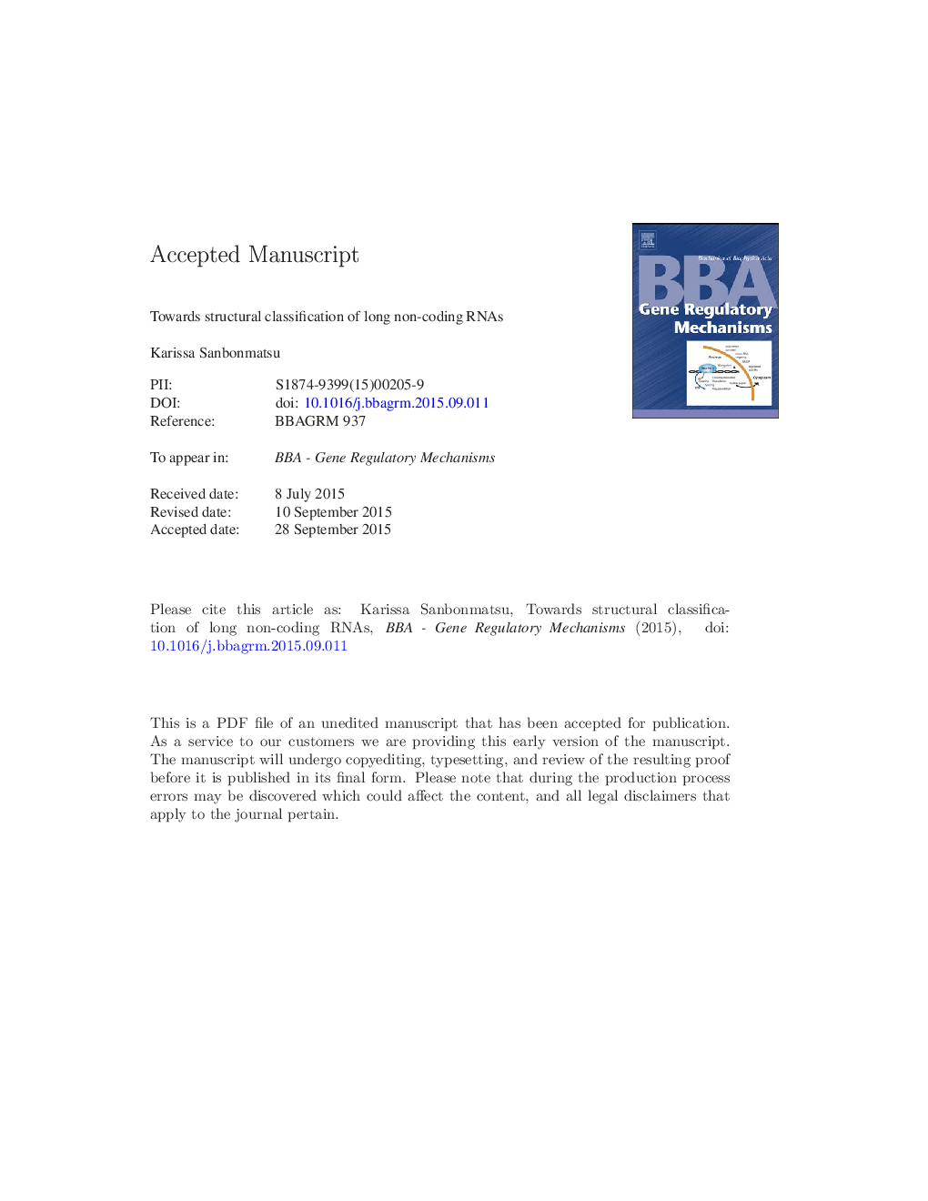 Towards structural classification of long non-coding RNAs