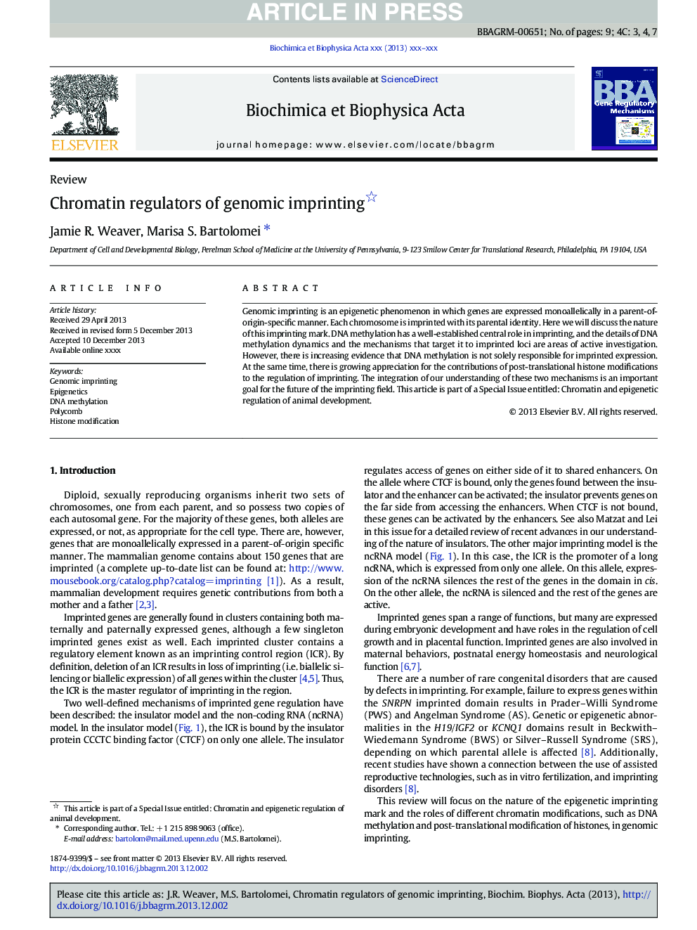 Chromatin regulators of genomic imprinting