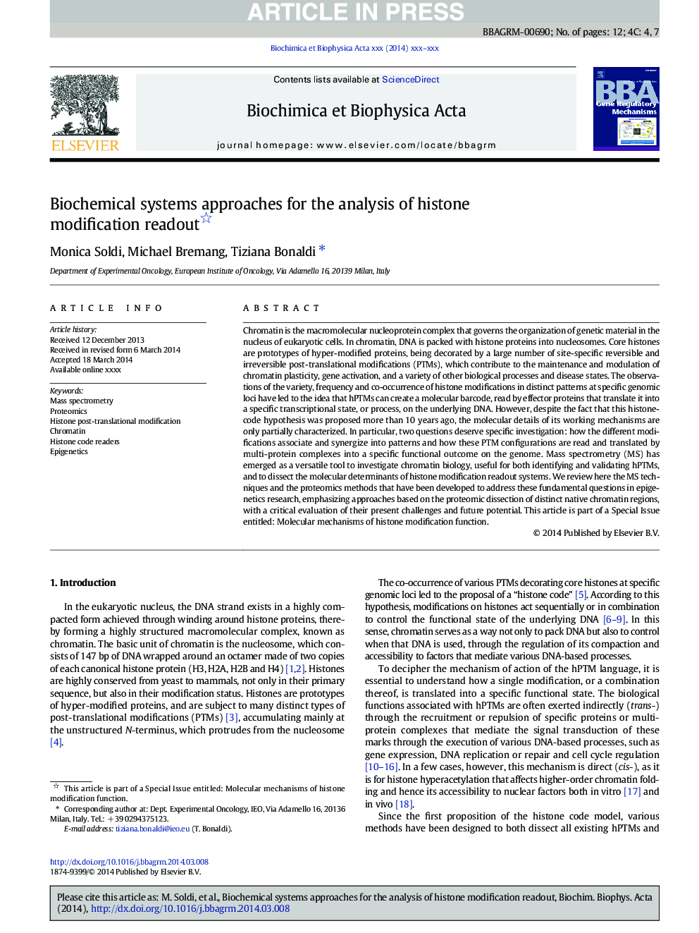 Biochemical systems approaches for the analysis of histone modification readout