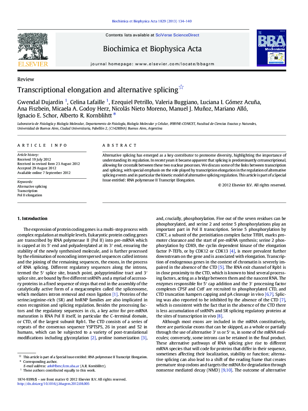 Transcriptional elongation and alternative splicing