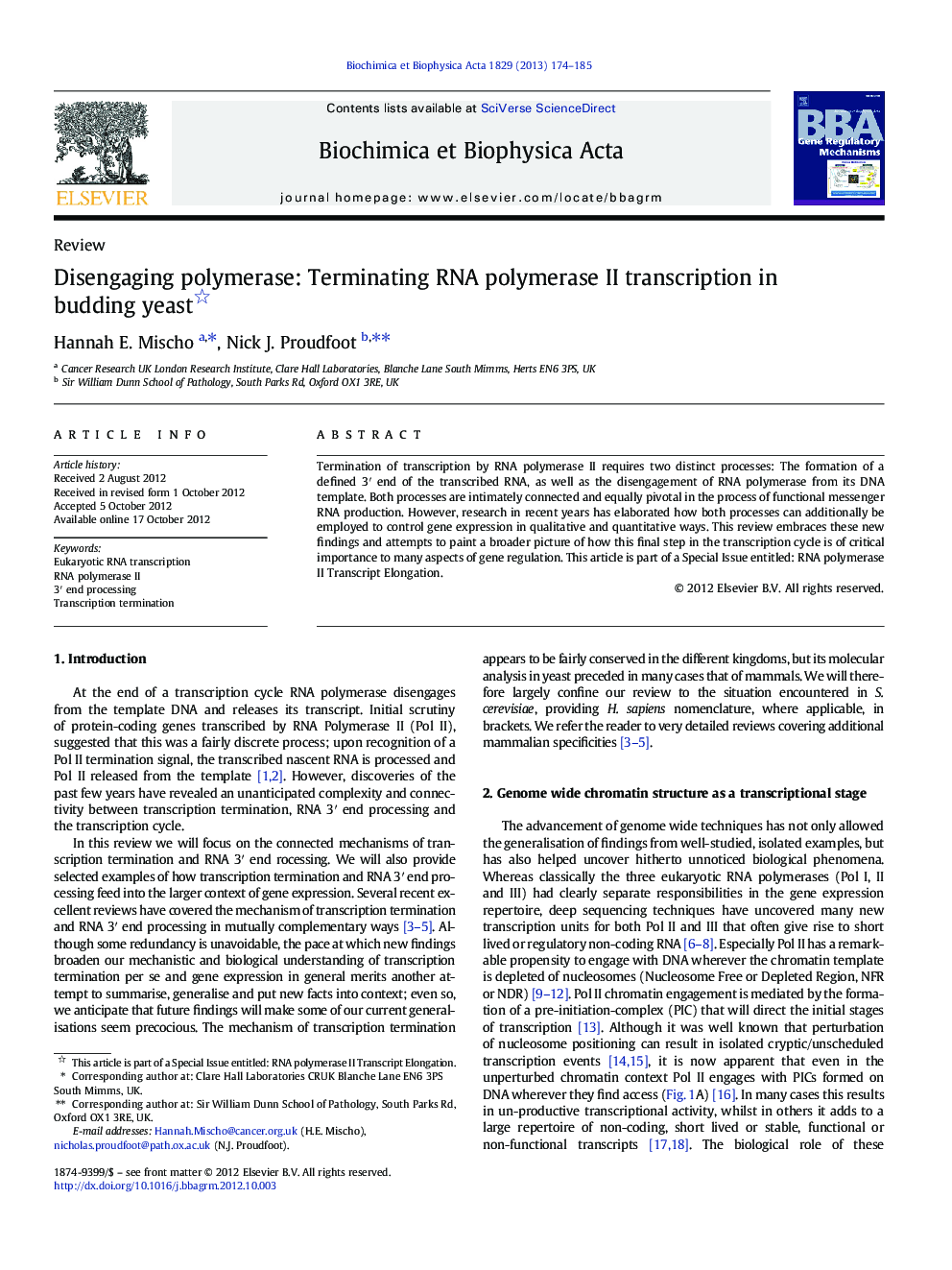 Disengaging polymerase: Terminating RNA polymerase II transcription in budding yeast