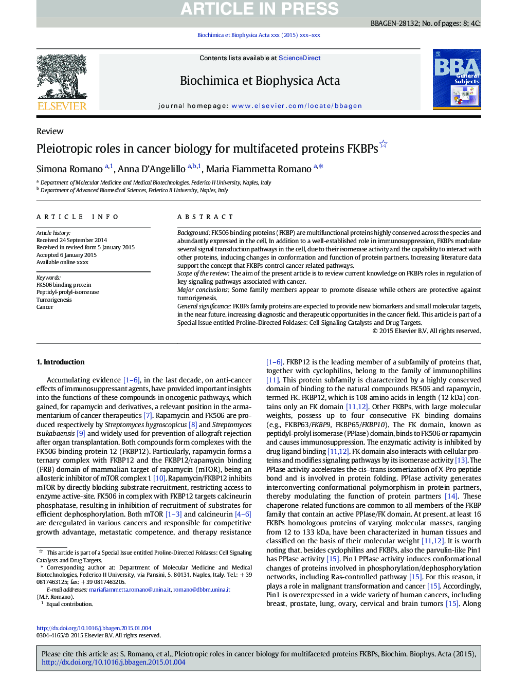 Pleiotropic roles in cancer biology for multifaceted proteins FKBPs