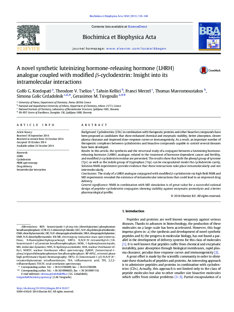 A novel synthetic luteinizing hormone-releasing hormone (LHRH) analogue coupled with modified Î²-cyclodextrin: Insight into its intramolecular interactions