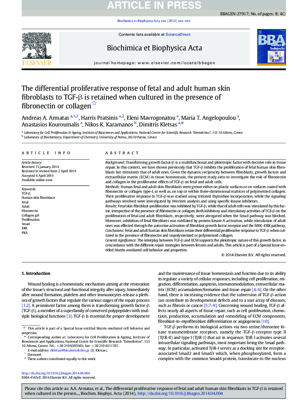 The differential proliferative response of fetal and adult human skin fibroblasts to TGF-Î² is retained when cultured in the presence of fibronectin or collagen