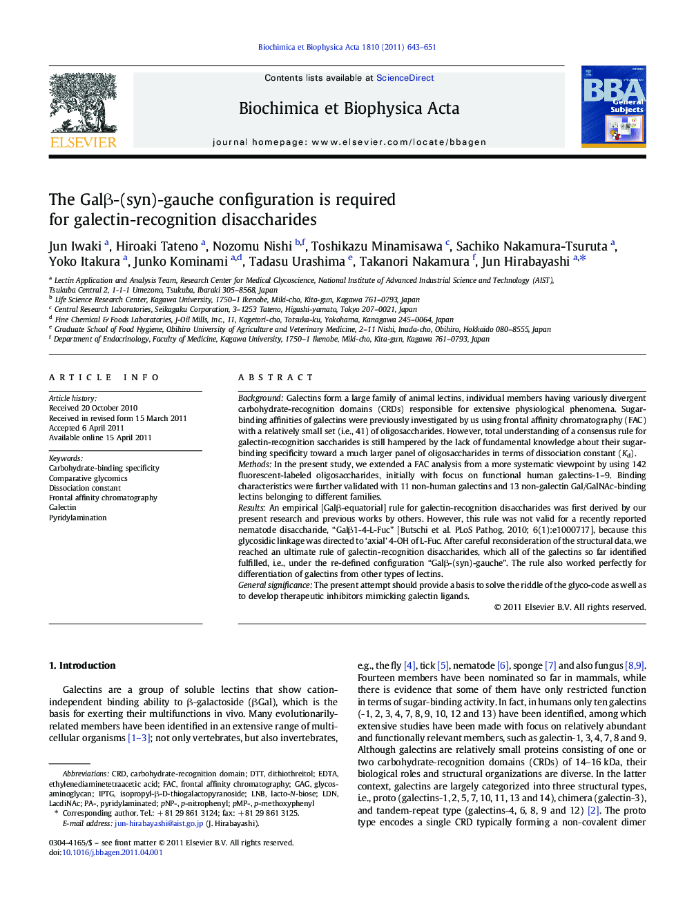 The GalÎ²-(syn)-gauche configuration is required for galectin-recognition disaccharides