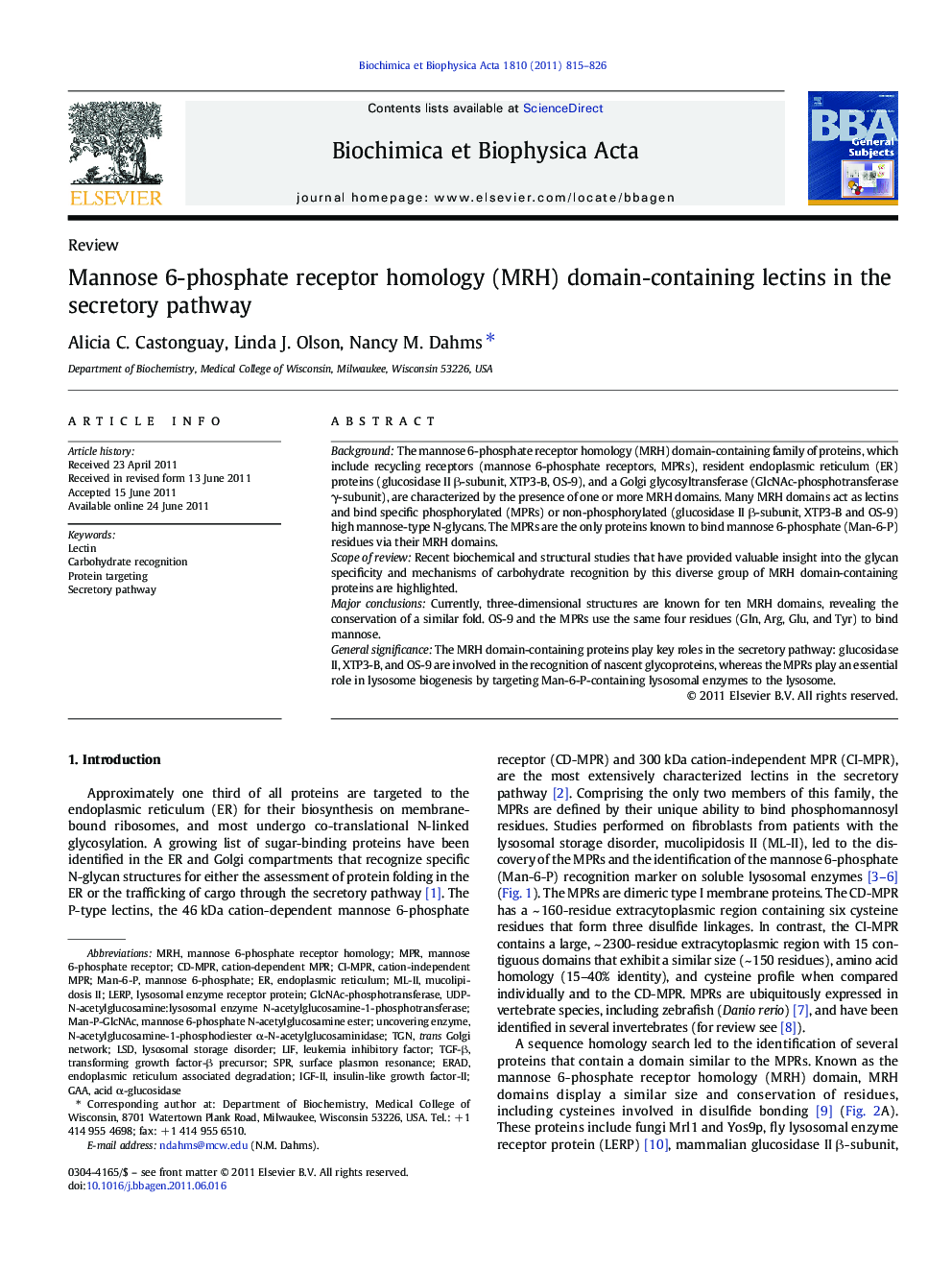 Mannose 6-phosphate receptor homology (MRH) domain-containing lectins in the secretory pathway