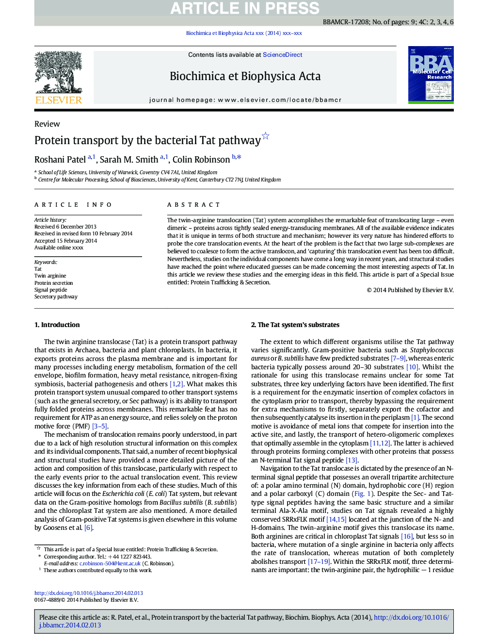 Protein transport by the bacterial Tat pathway