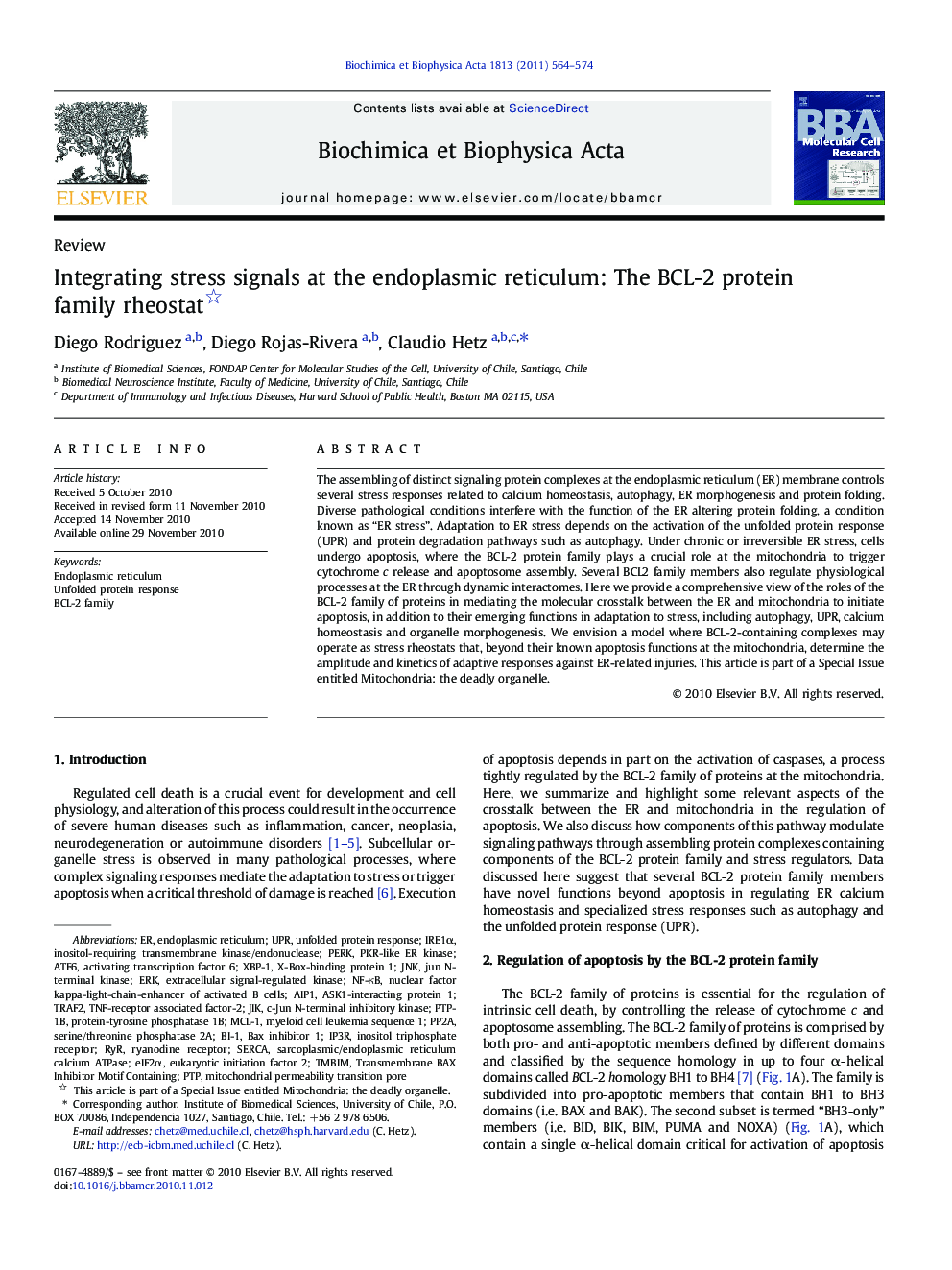 Integrating stress signals at the endoplasmic reticulum: The BCL-2 protein family rheostat