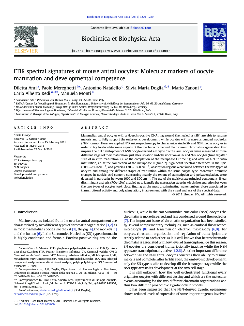 FTIR spectral signatures of mouse antral oocytes: Molecular markers of oocyte maturation and developmental competence