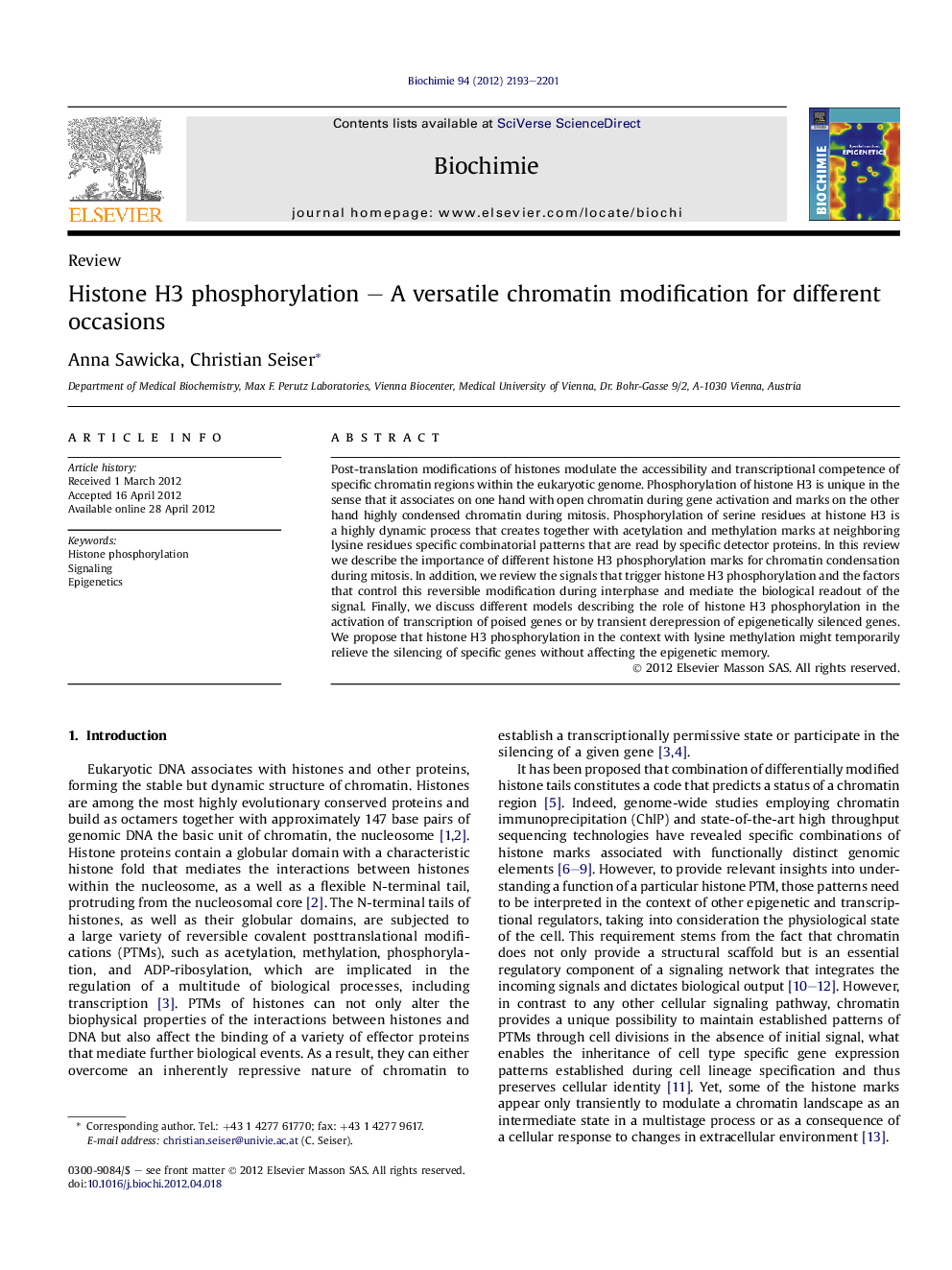 Histone H3 phosphorylation - A versatile chromatin modification for different occasions