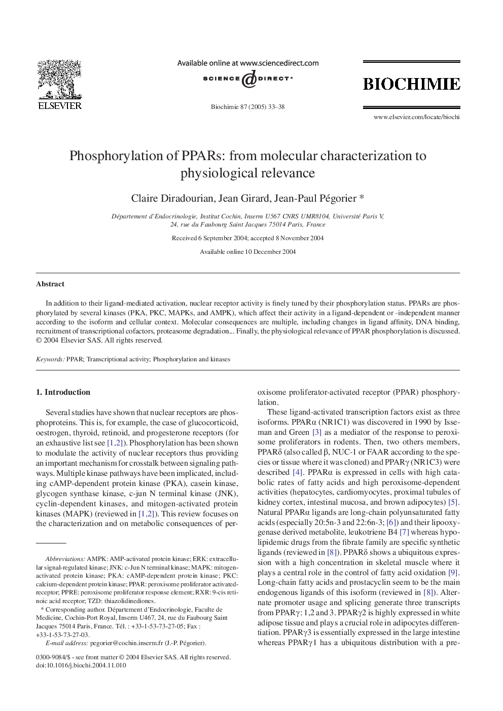 Phosphorylation of PPARs: from molecular characterization to physiological relevance