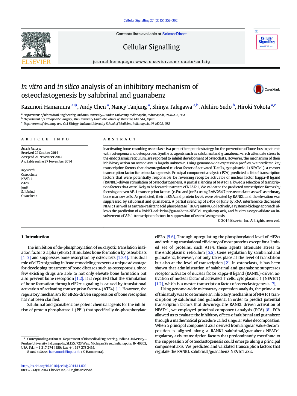 In vitro and in silico analysis of an inhibitory mechanism of osteoclastogenesis by salubrinal and guanabenz