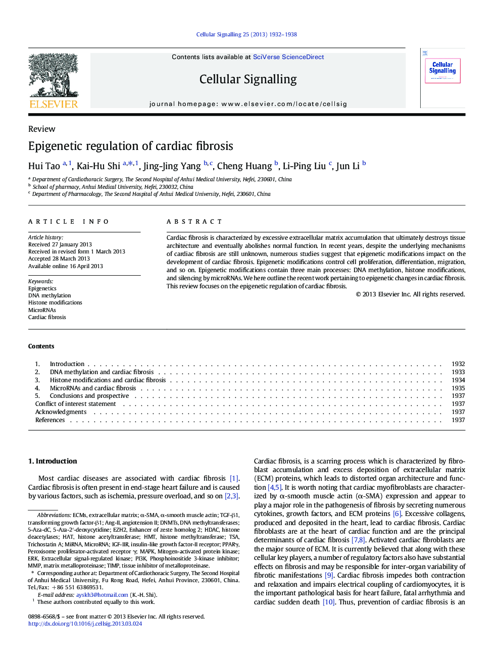 Epigenetic regulation of cardiac fibrosis