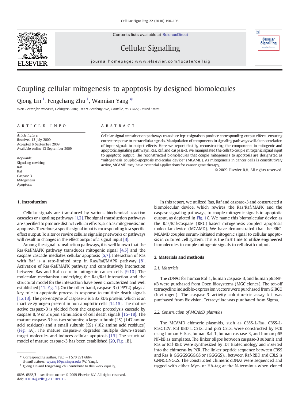 Coupling cellular mitogenesis to apoptosis by designed biomolecules