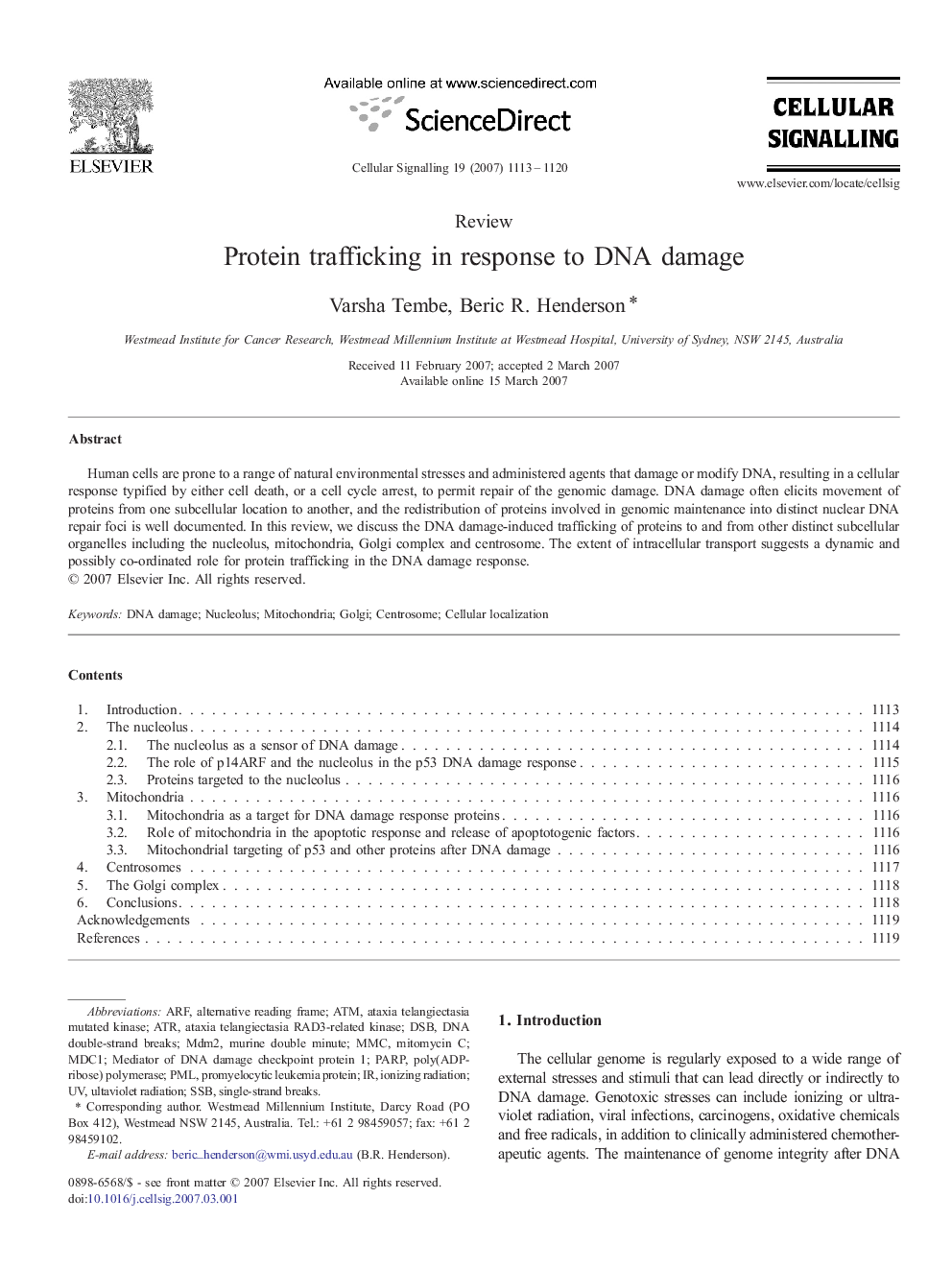 Protein trafficking in response to DNA damage