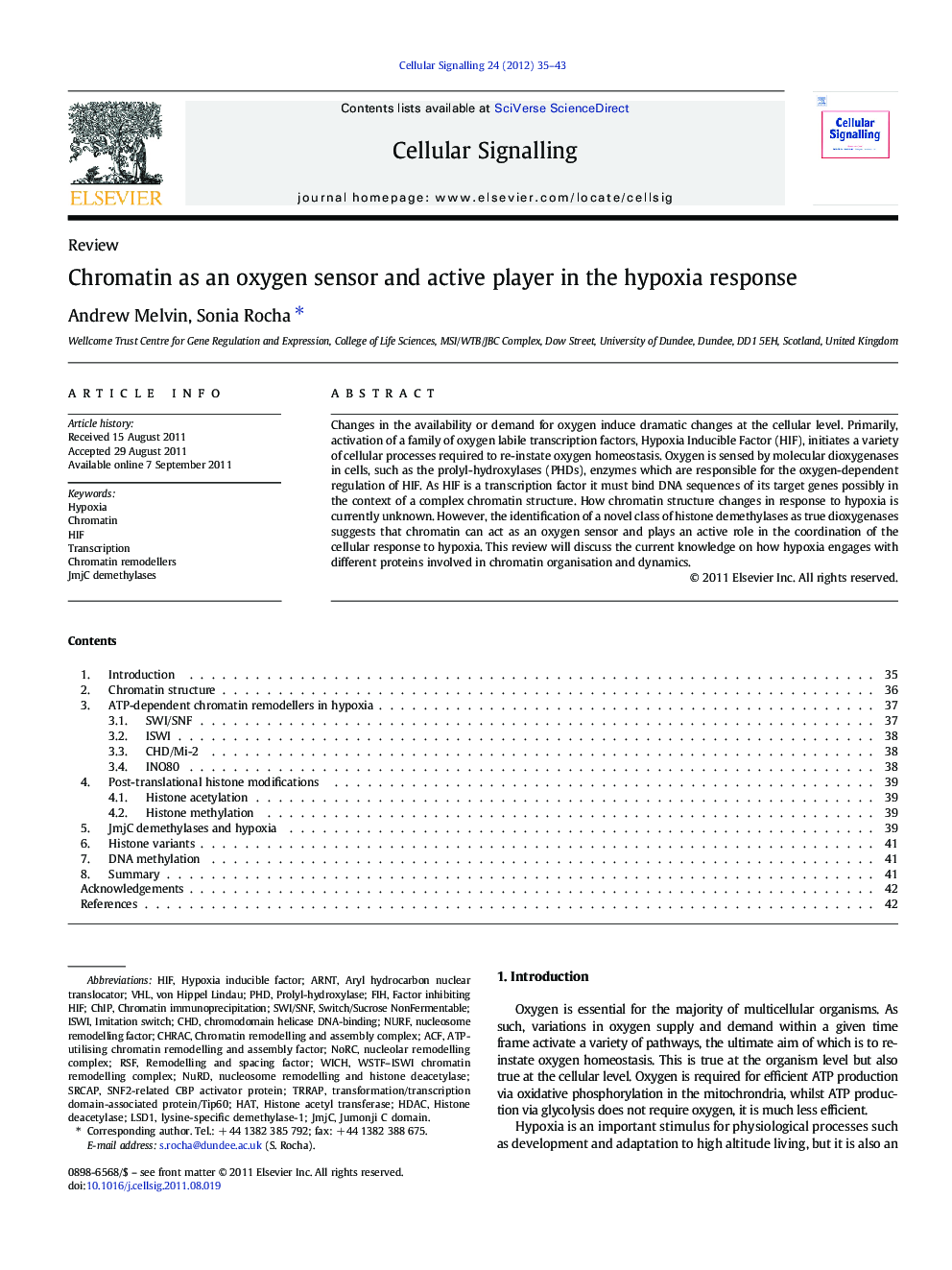 Chromatin as an oxygen sensor and active player in the hypoxia response