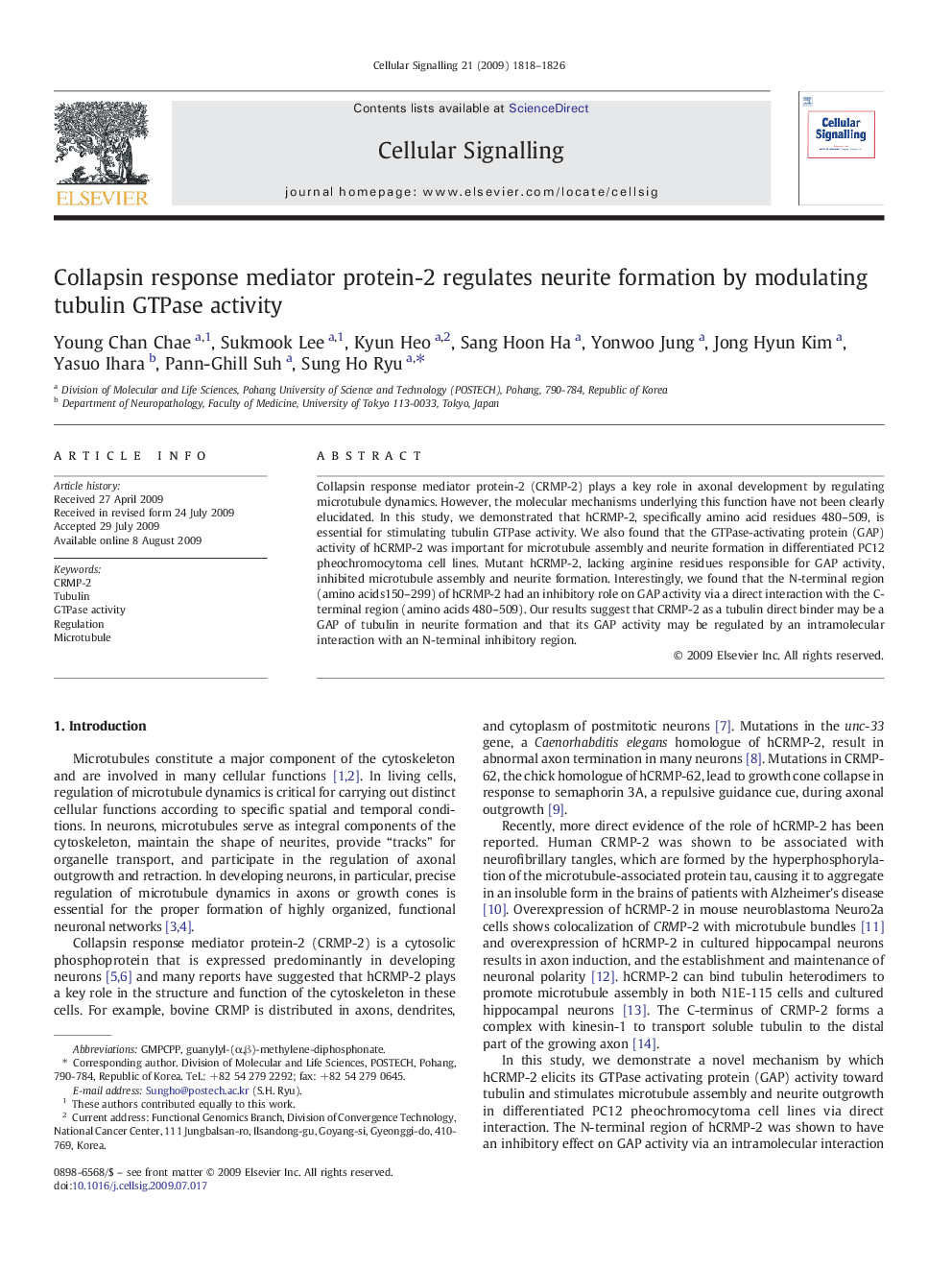 Collapsin response mediator protein-2 regulates neurite formation by modulating tubulin GTPase activity