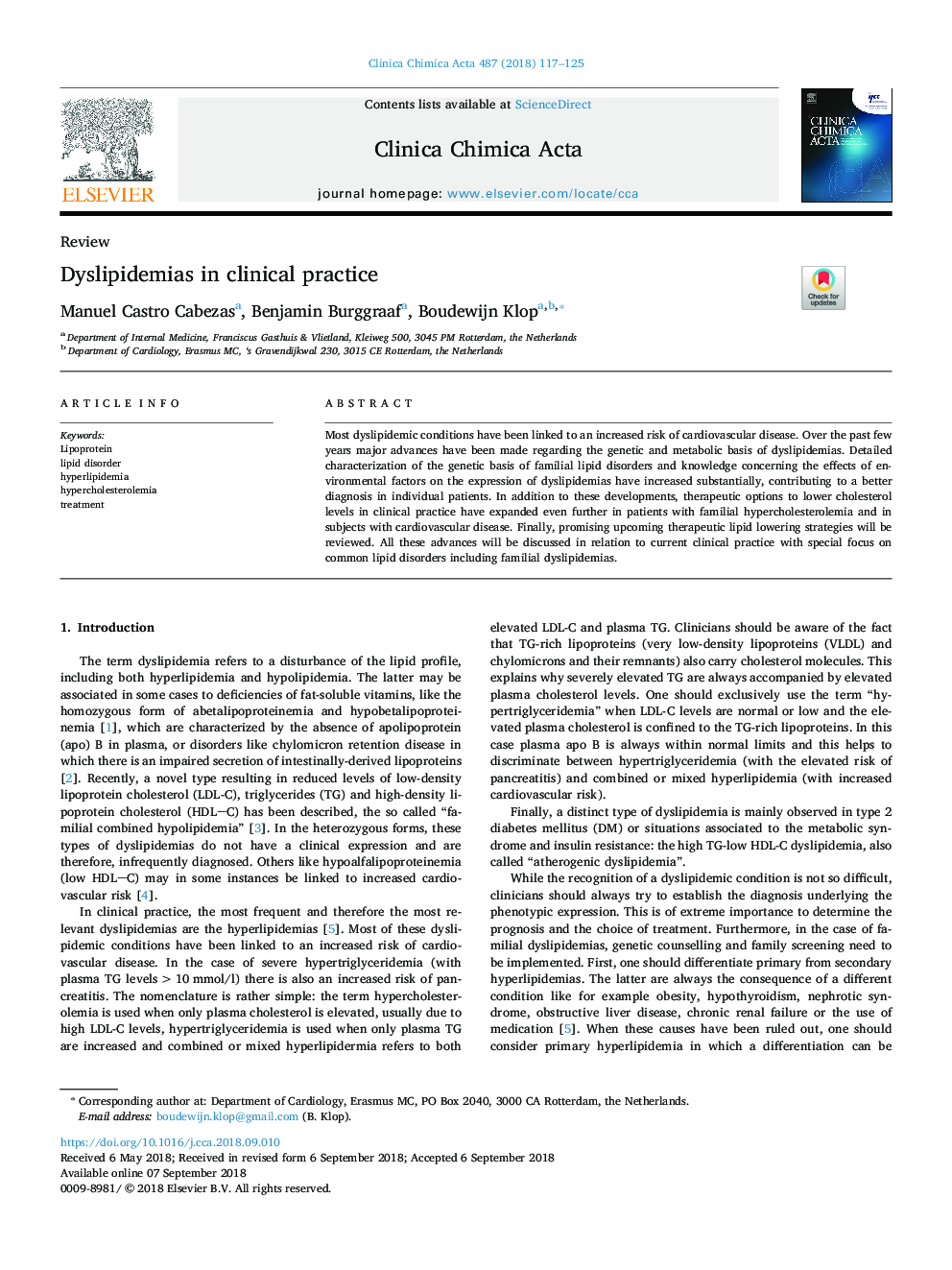 Dyslipidemias in clinical practice