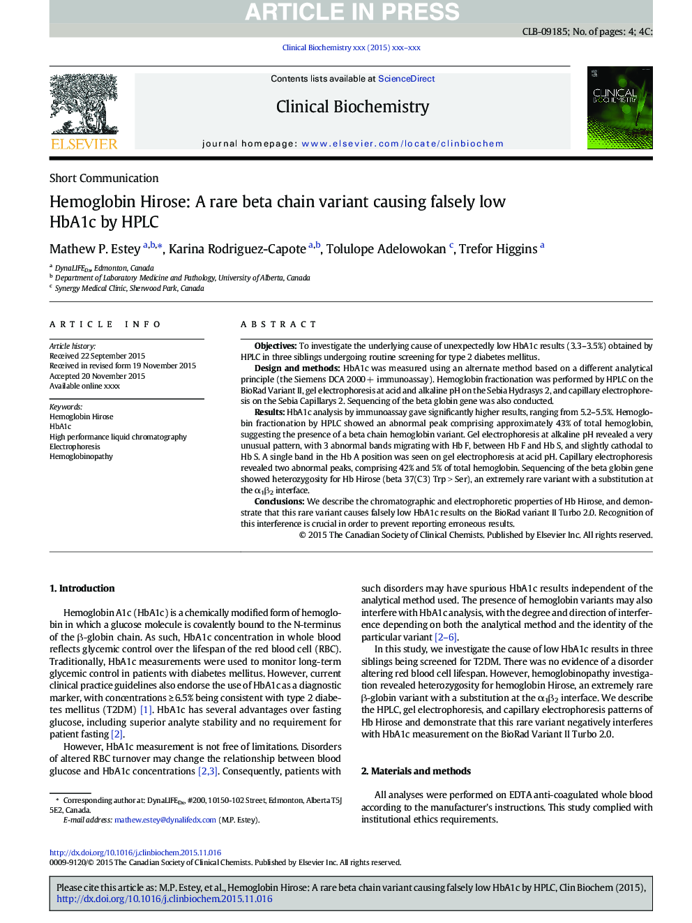 Hemoglobin Hirose: A rare beta chain variant causing falsely low HbA1c by HPLC