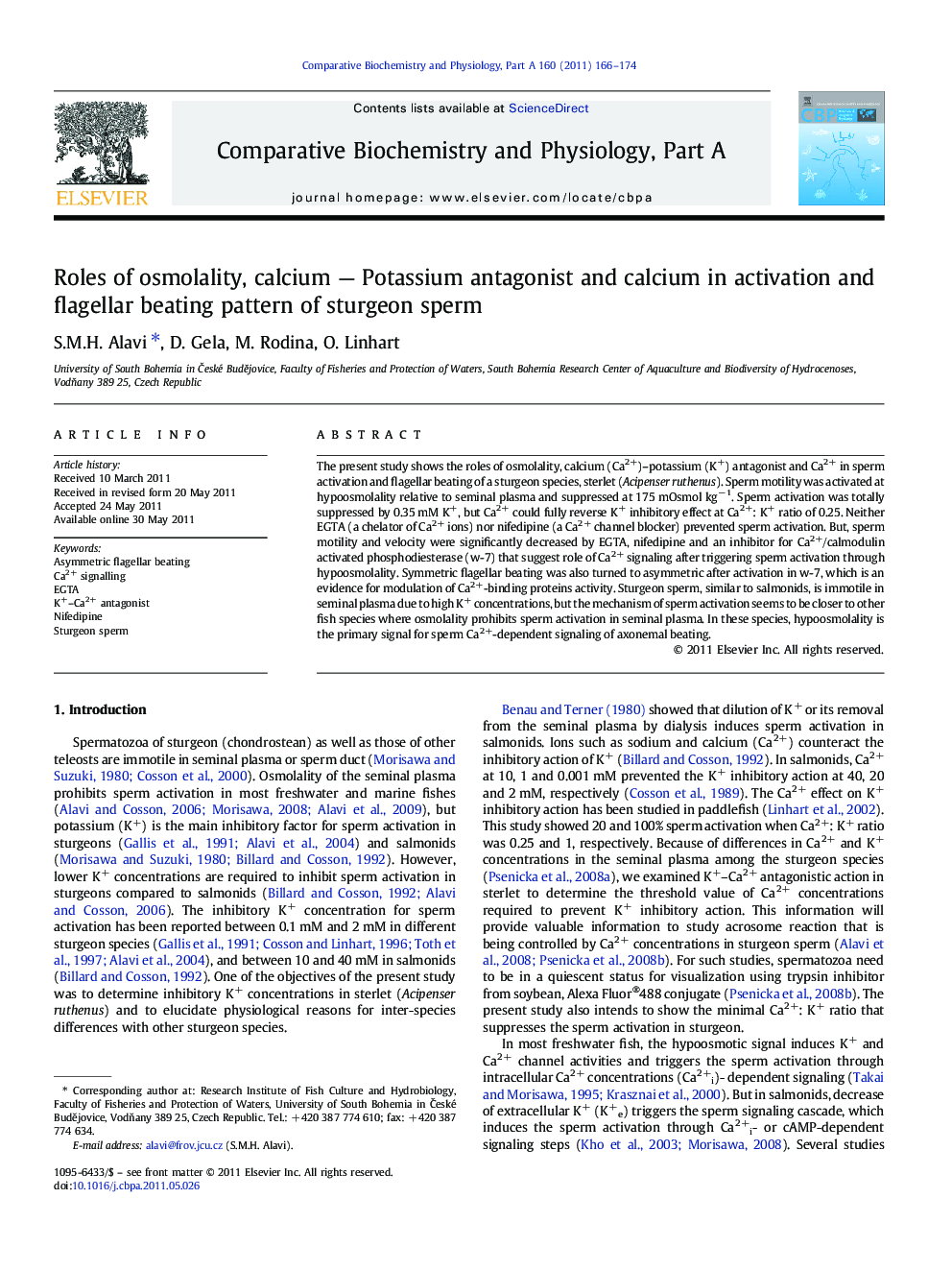 Roles of osmolality, calcium - Potassium antagonist and calcium in activation and flagellar beating pattern of sturgeon sperm