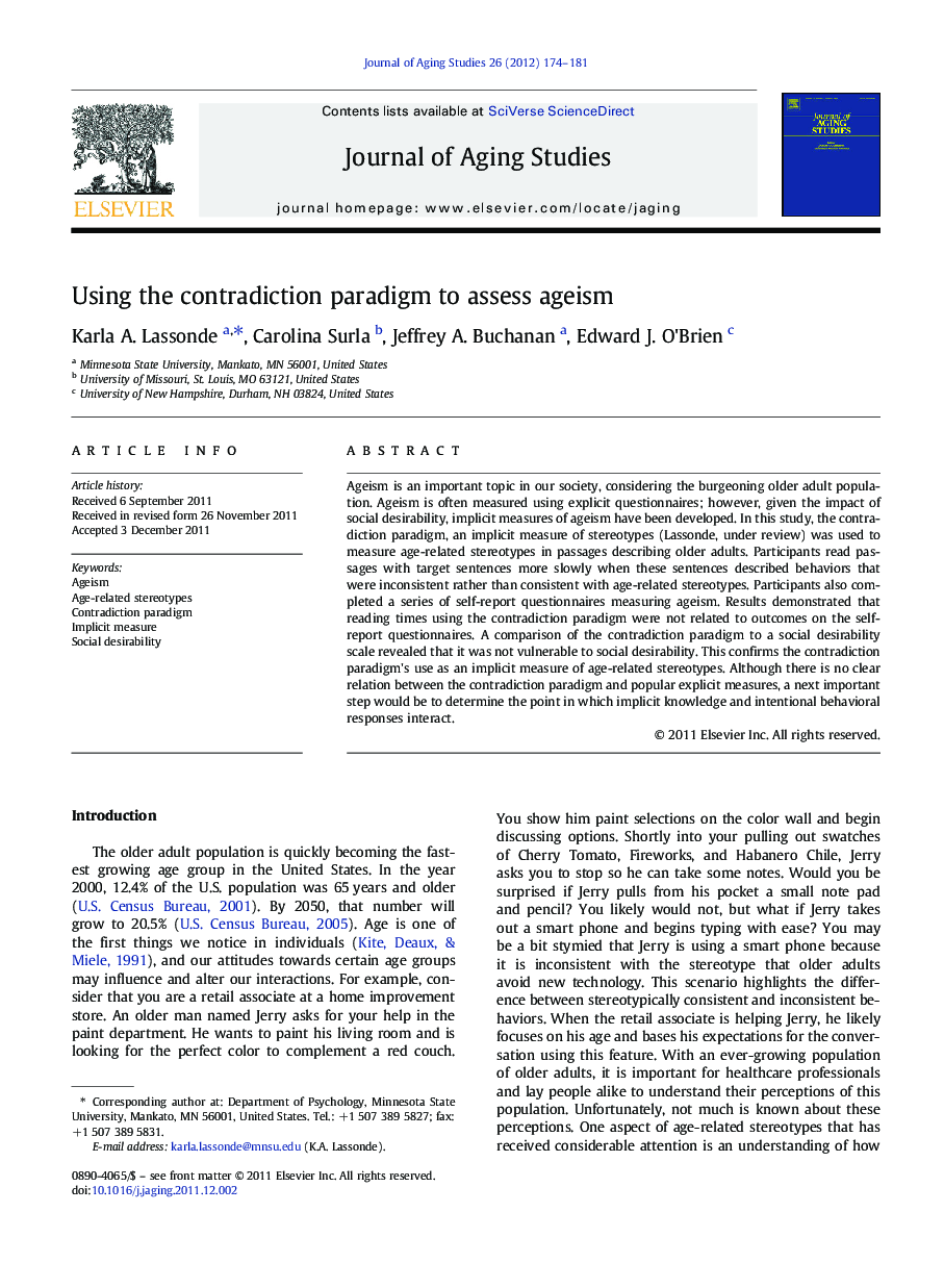 Using the contradiction paradigm to assess ageism