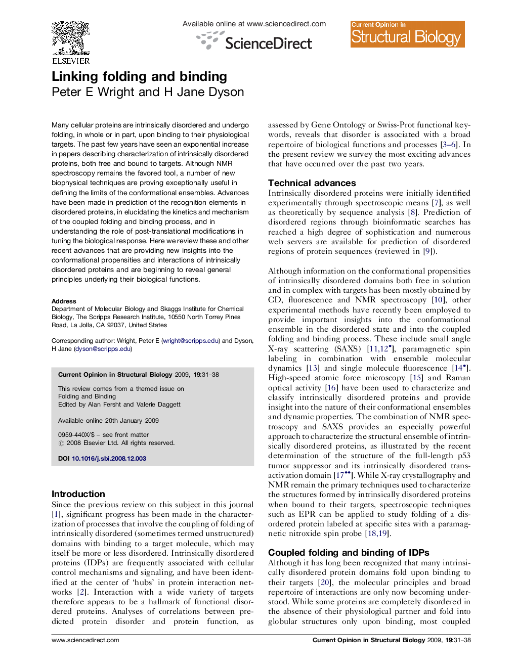 Linking folding and binding