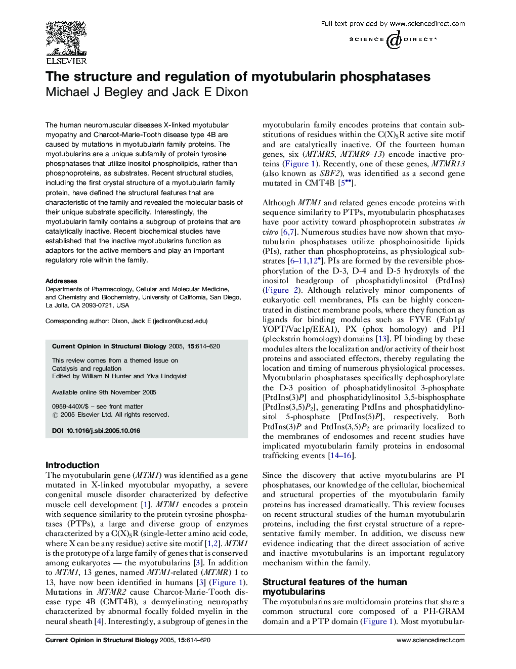 The structure and regulation of myotubularin phosphatases