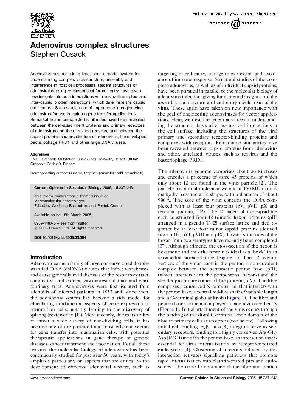 Adenovirus complex structures