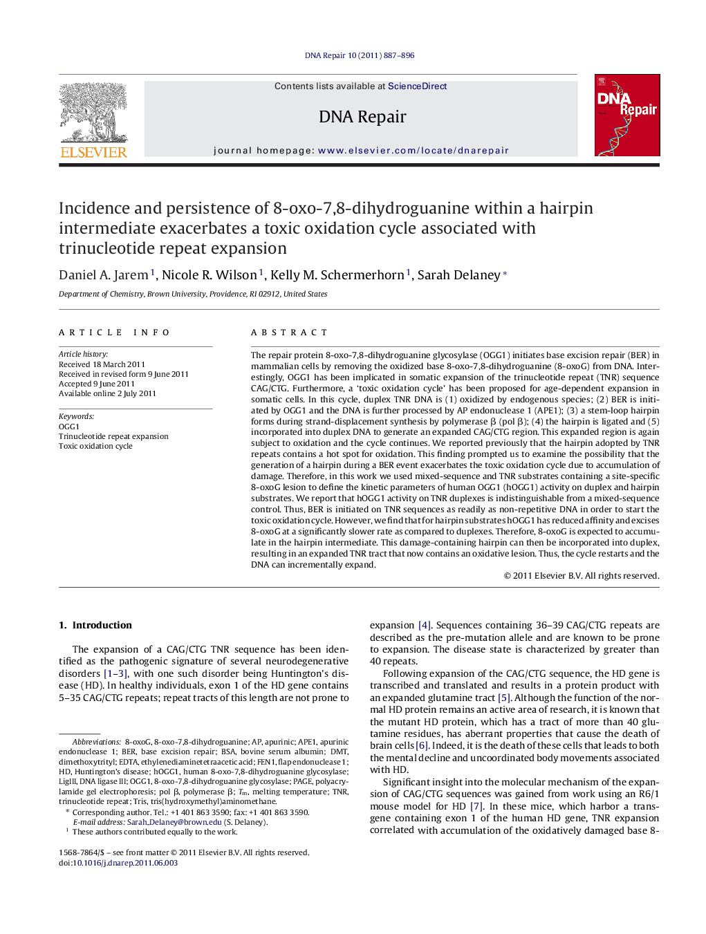 Incidence and persistence of 8-oxo-7,8-dihydroguanine within a hairpin intermediate exacerbates a toxic oxidation cycle associated with trinucleotide repeat expansion