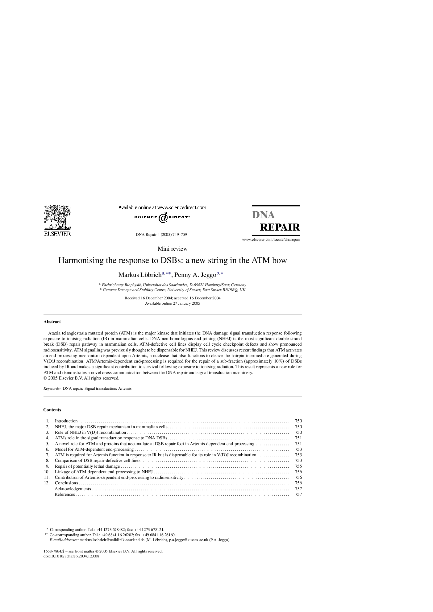 Harmonising the response to DSBs: a new string in the ATM bow