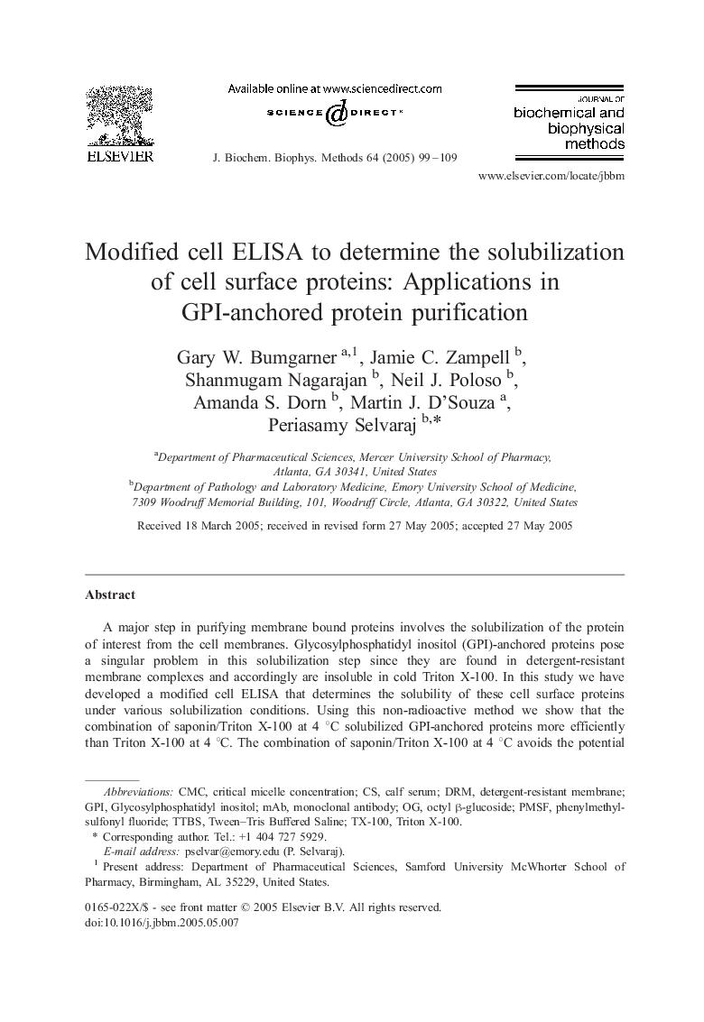 Modified cell ELISA to determine the solubilization of cell surface proteins: Applications in GPI-anchored protein purification