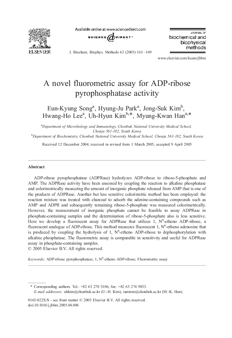 A novel fluorometric assay for ADP-ribose pyrophosphatase activity