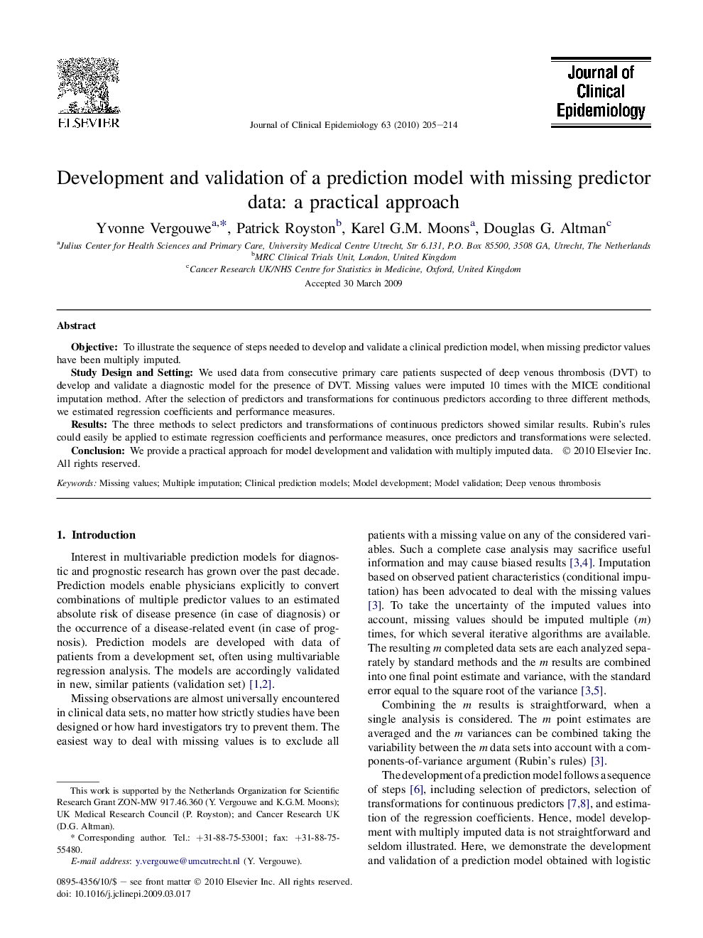 Development and validation of a prediction model with missing predictor data: a practical approach 