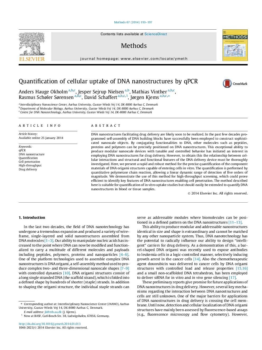 Quantification of cellular uptake of DNA nanostructures by qPCR