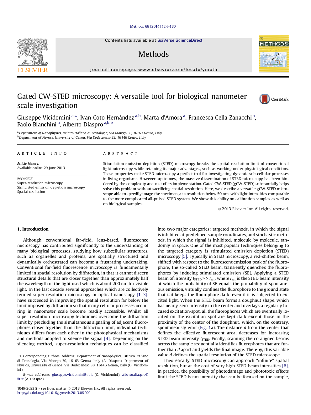 Gated CW-STED microscopy: A versatile tool for biological nanometer scale investigation