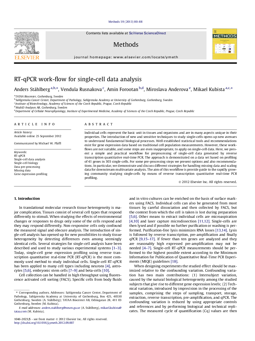 RT-qPCR work-flow for single-cell data analysis