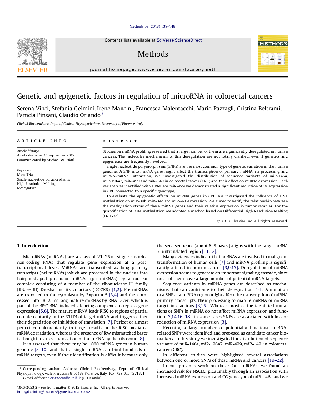 Genetic and epigenetic factors in regulation of microRNA in colorectal cancers