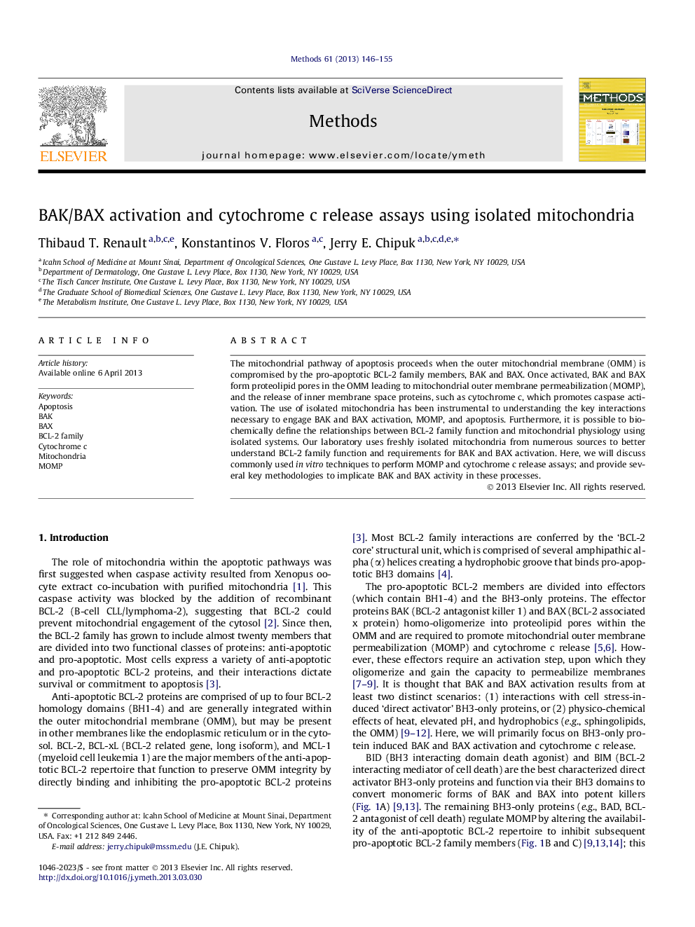 BAK/BAX activation and cytochrome c release assays using isolated mitochondria