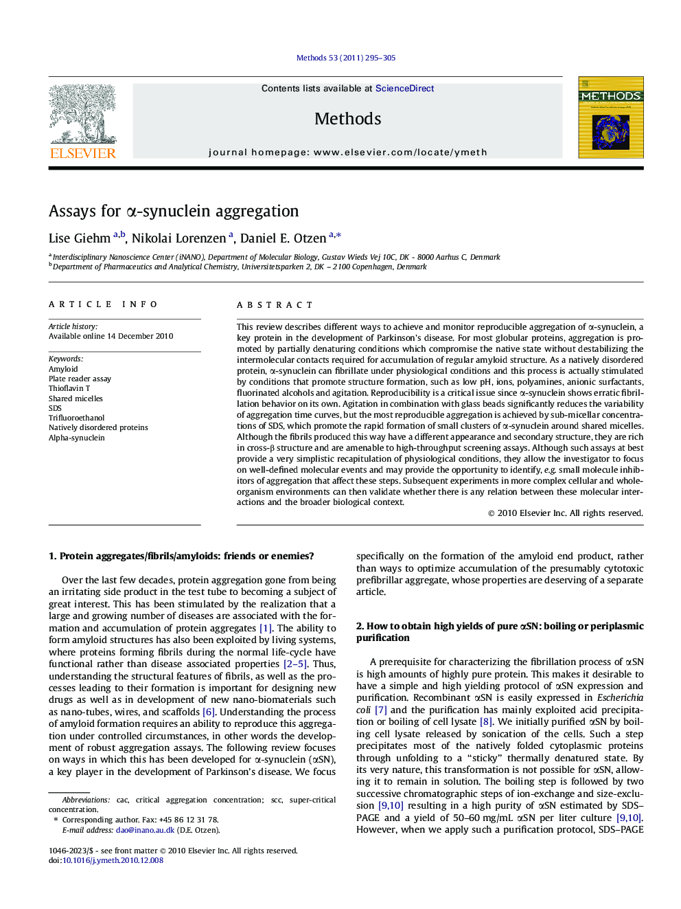 Assays for Î±-synuclein aggregation