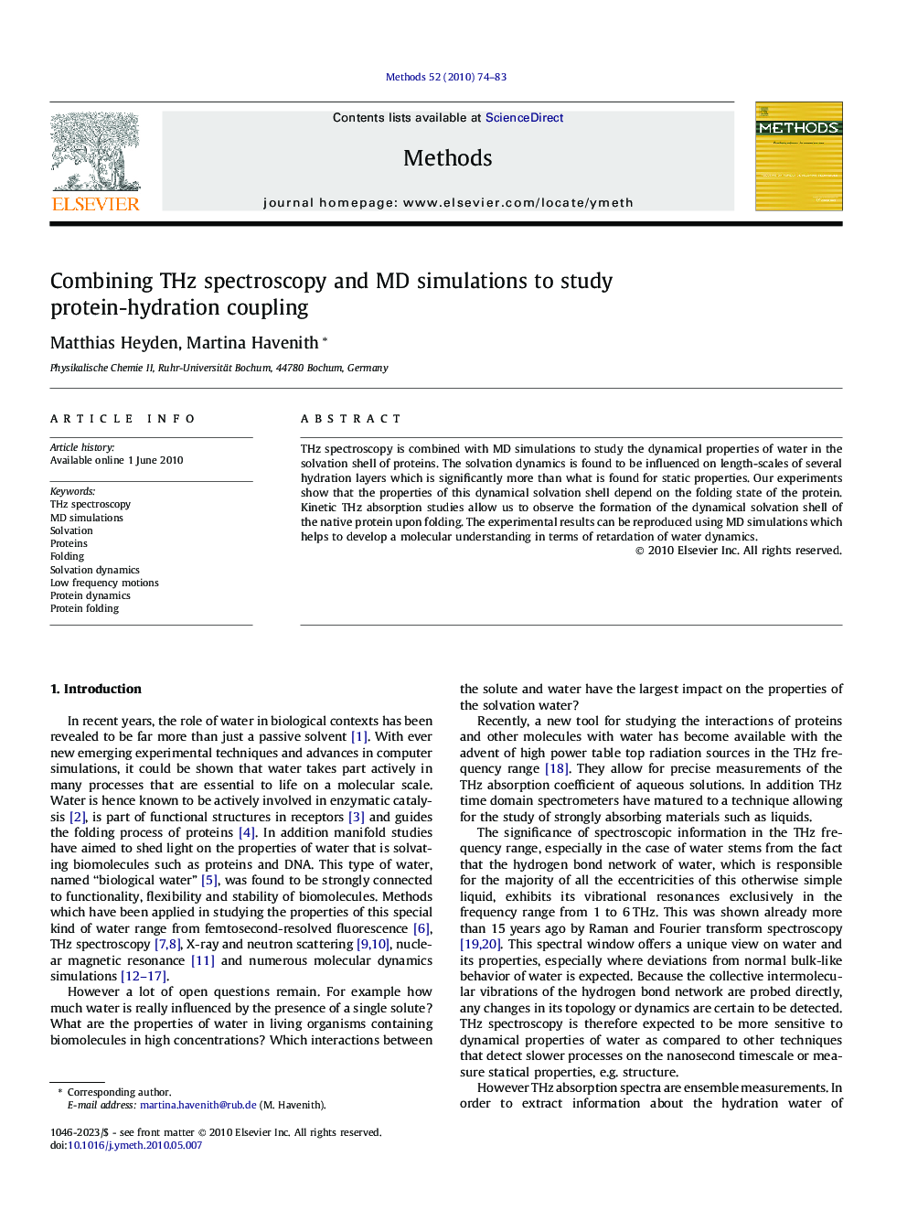 Combining THz spectroscopy and MD simulations to study protein-hydration coupling