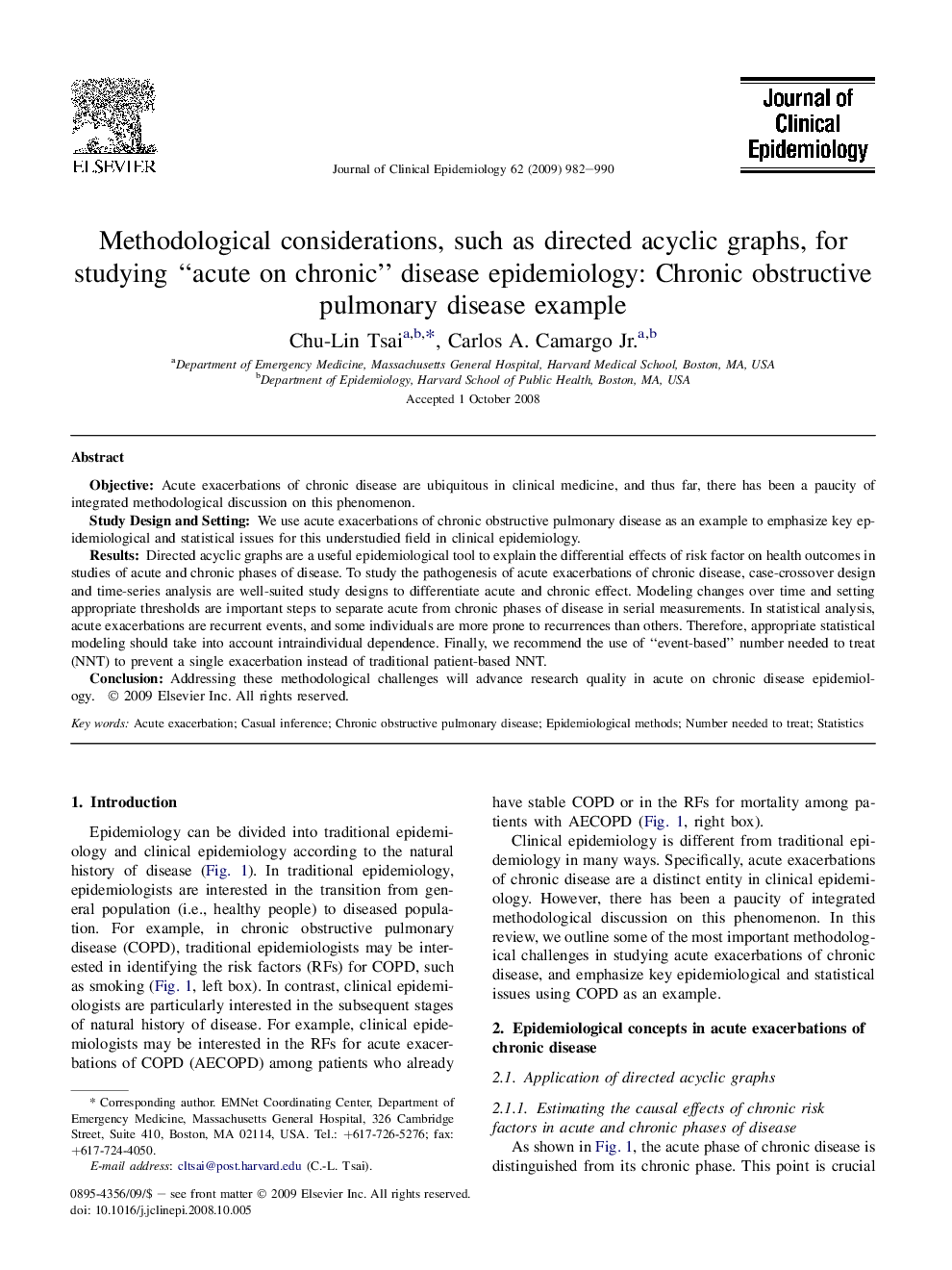 Methodological considerations, such as directed acyclic graphs, for studying “acute on chronic” disease epidemiology: Chronic obstructive pulmonary disease example