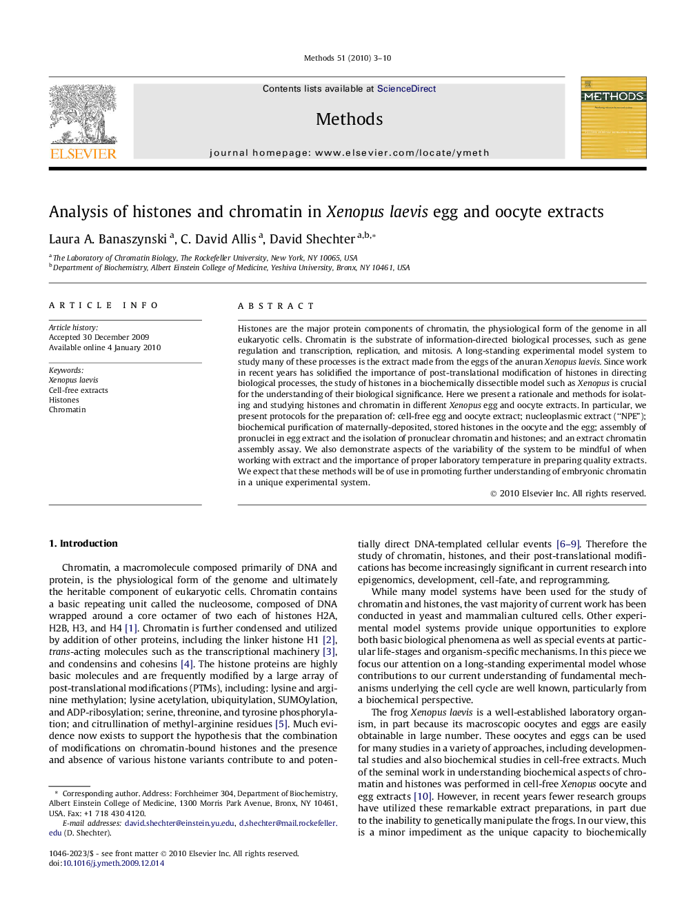 Analysis of histones and chromatin in Xenopus laevis egg and oocyte extracts