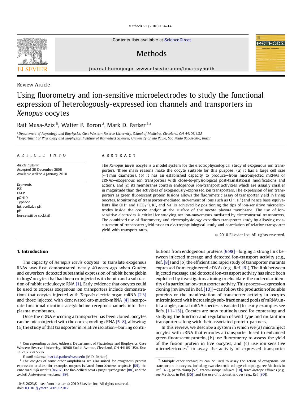 Using fluorometry and ion-sensitive microelectrodes to study the functional expression of heterologously-expressed ion channels and transporters in Xenopus oocytes