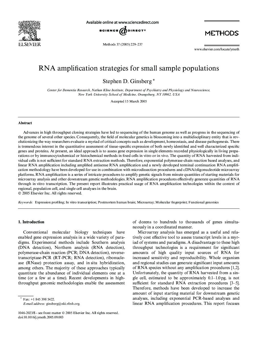 RNA amplification strategies for small sample populations