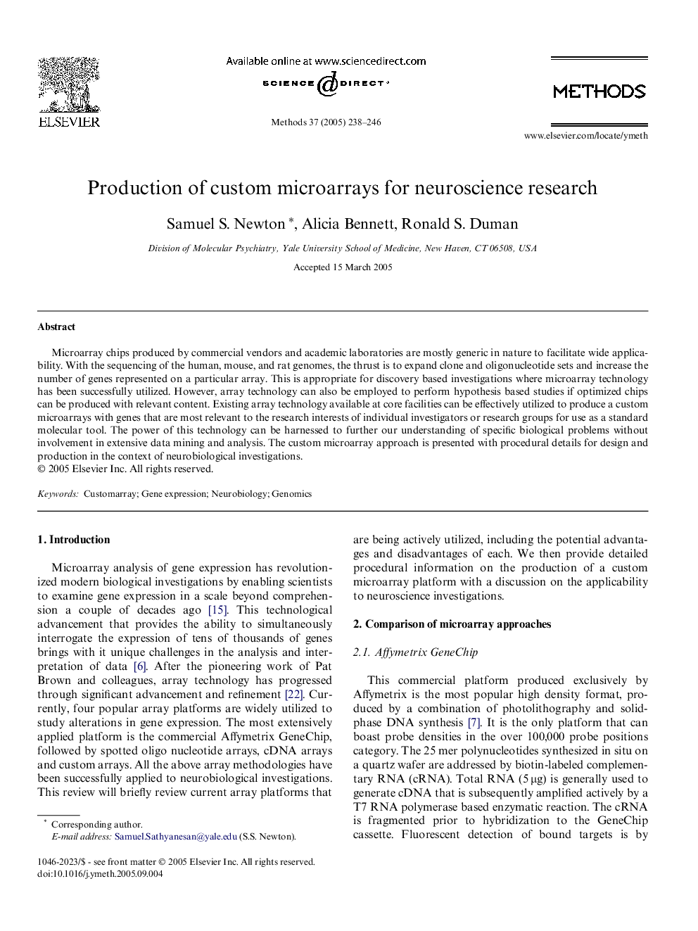 Production of custom microarrays for neuroscience research