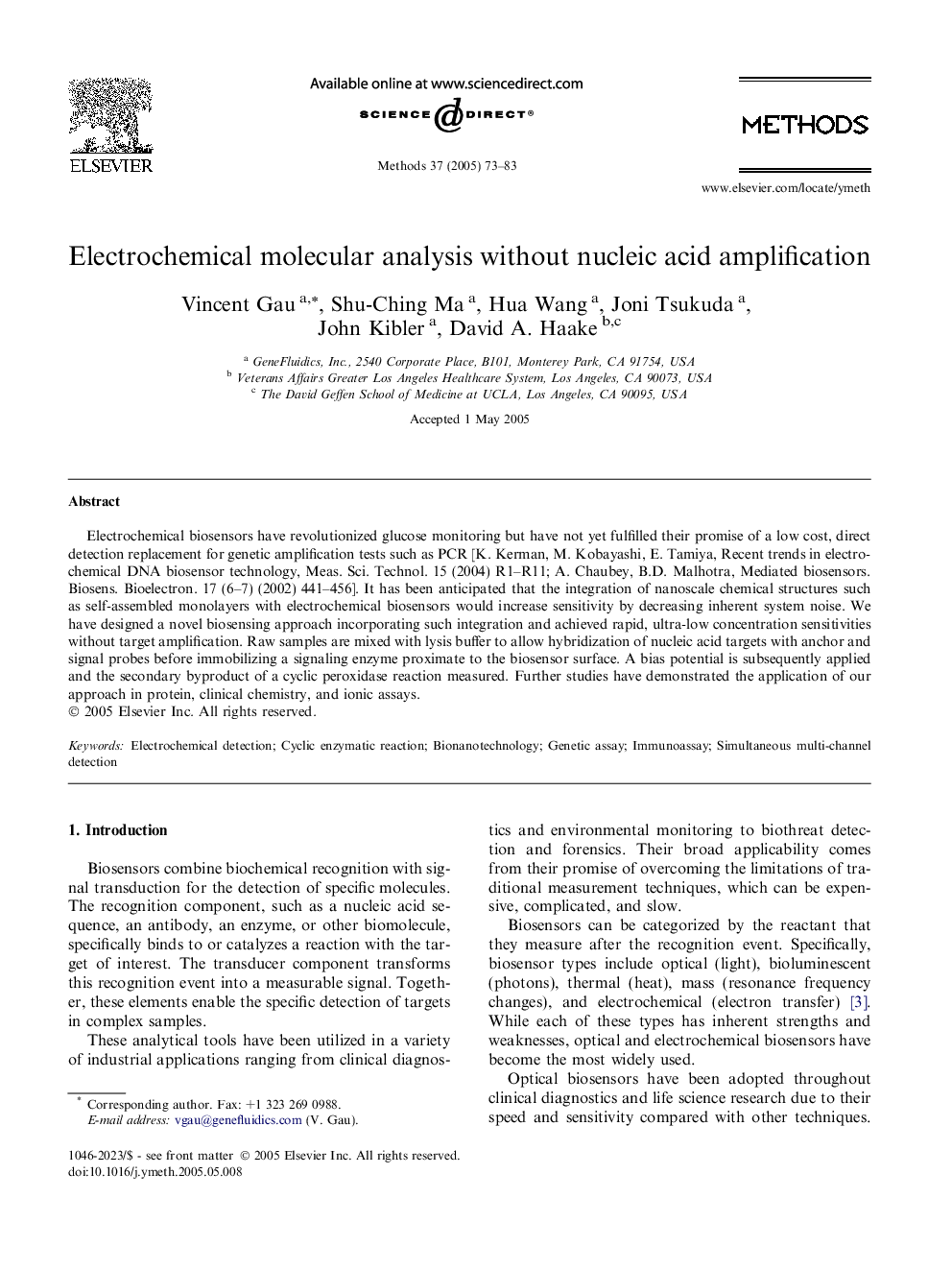 Electrochemical molecular analysis without nucleic acid amplification